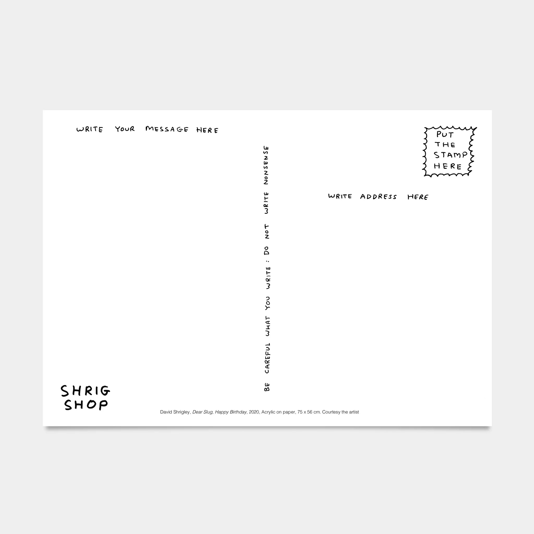 Dear Slug, Happy Birthday Postcard
