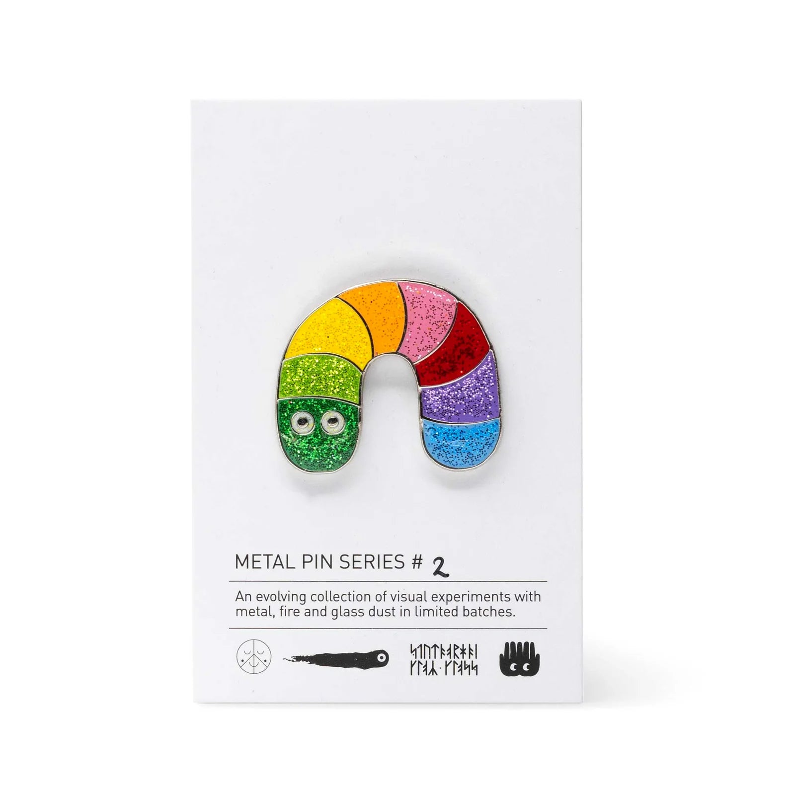 Metal Pin Badge, Glitter Worm
