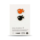Pin badge: red and black puffer fish